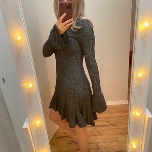 Express Gray Turtleneck Bell Sleeved Swing Dress